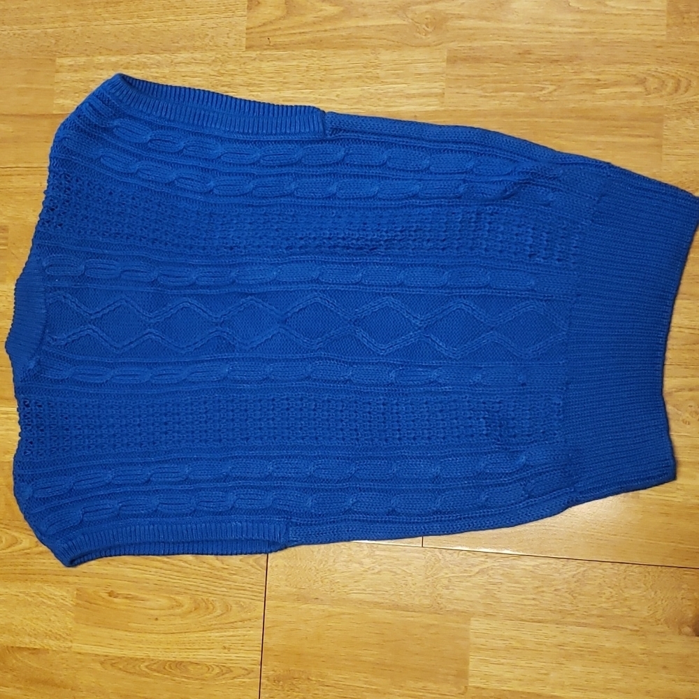 VTG Forenza 80s/90s v-neck cable knit sweater vest blue size medium - Picture 5 of 5